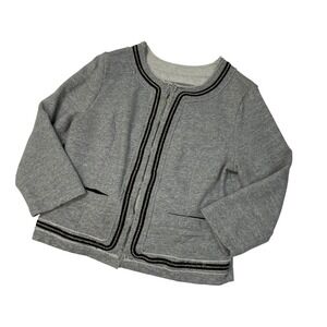 Princess Vera Wang Blazer Jacket Gray Knit‎ Trim Open Front Career Womens